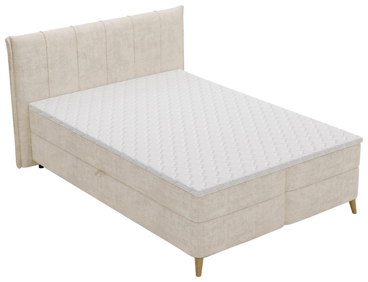 Boxbett Veloria Beige ca. 140x200cm - Beige/Schwarz, KONVENTIONELL, Textil/Metall (140/200cm) - Based