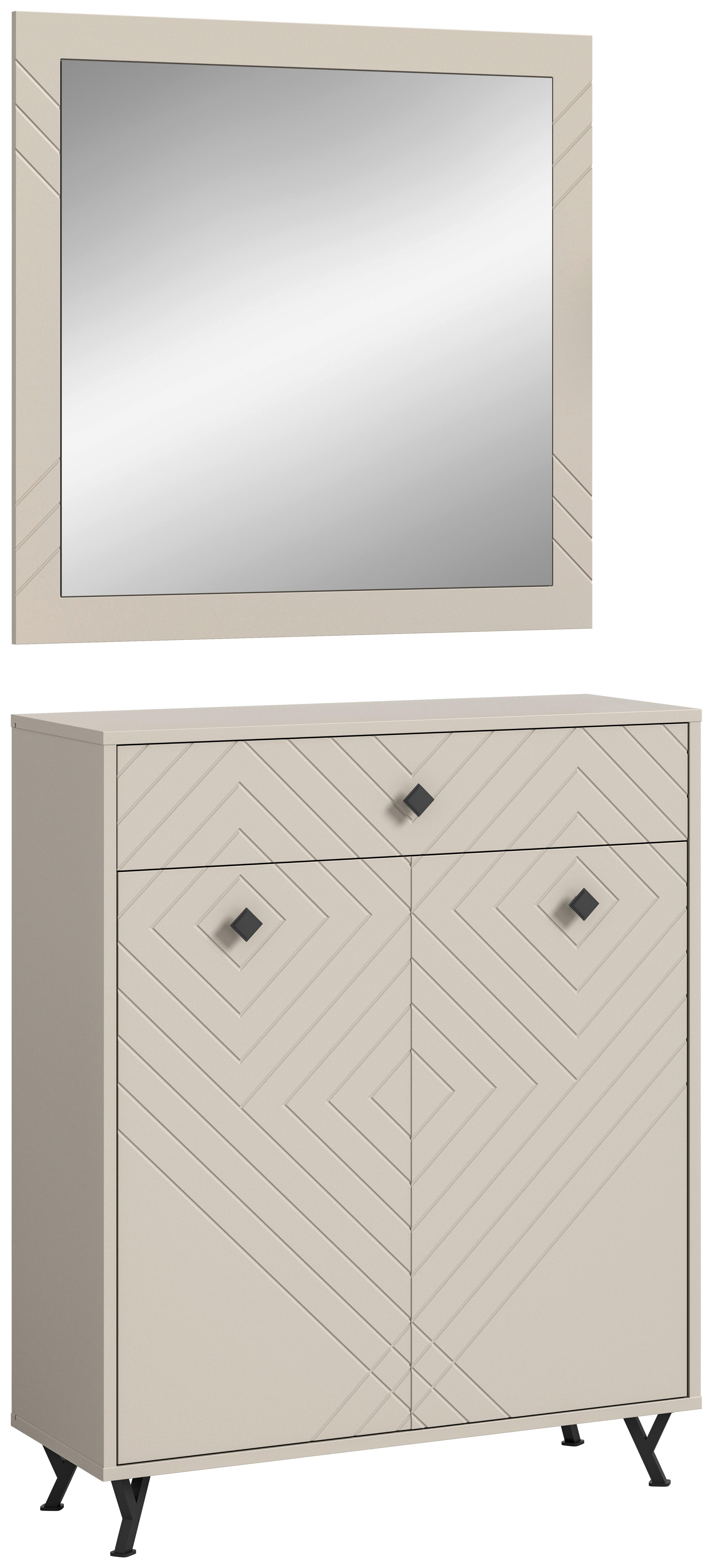Garderobe Notes 2-teilig ca.80x190x35cm Sandbeige - Design, Glas/Holzwerkstoff (80/190/35cm) - MID.YOU
