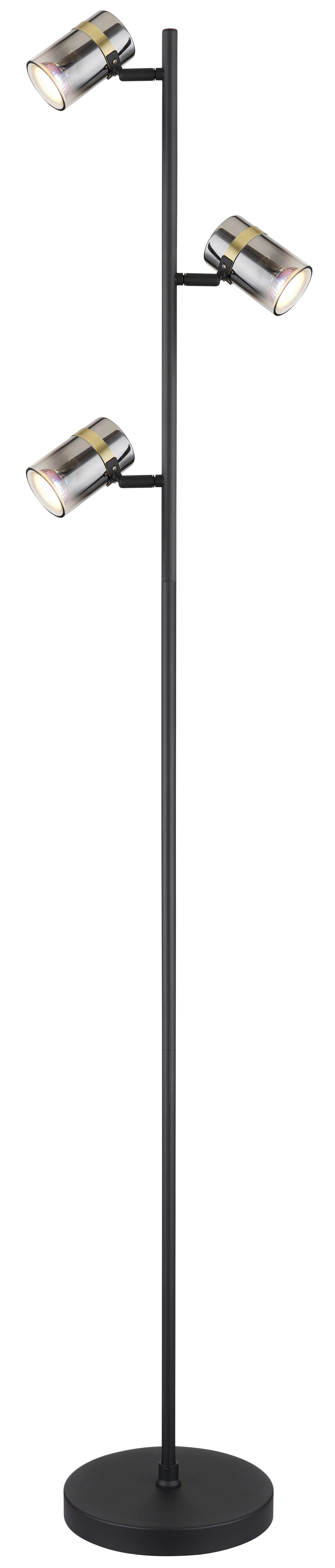 STEHLEUCHTE 57916S - Messingfarben/Schwarz, Design, Glas/Kunststoff (23/154cm) - Globo
