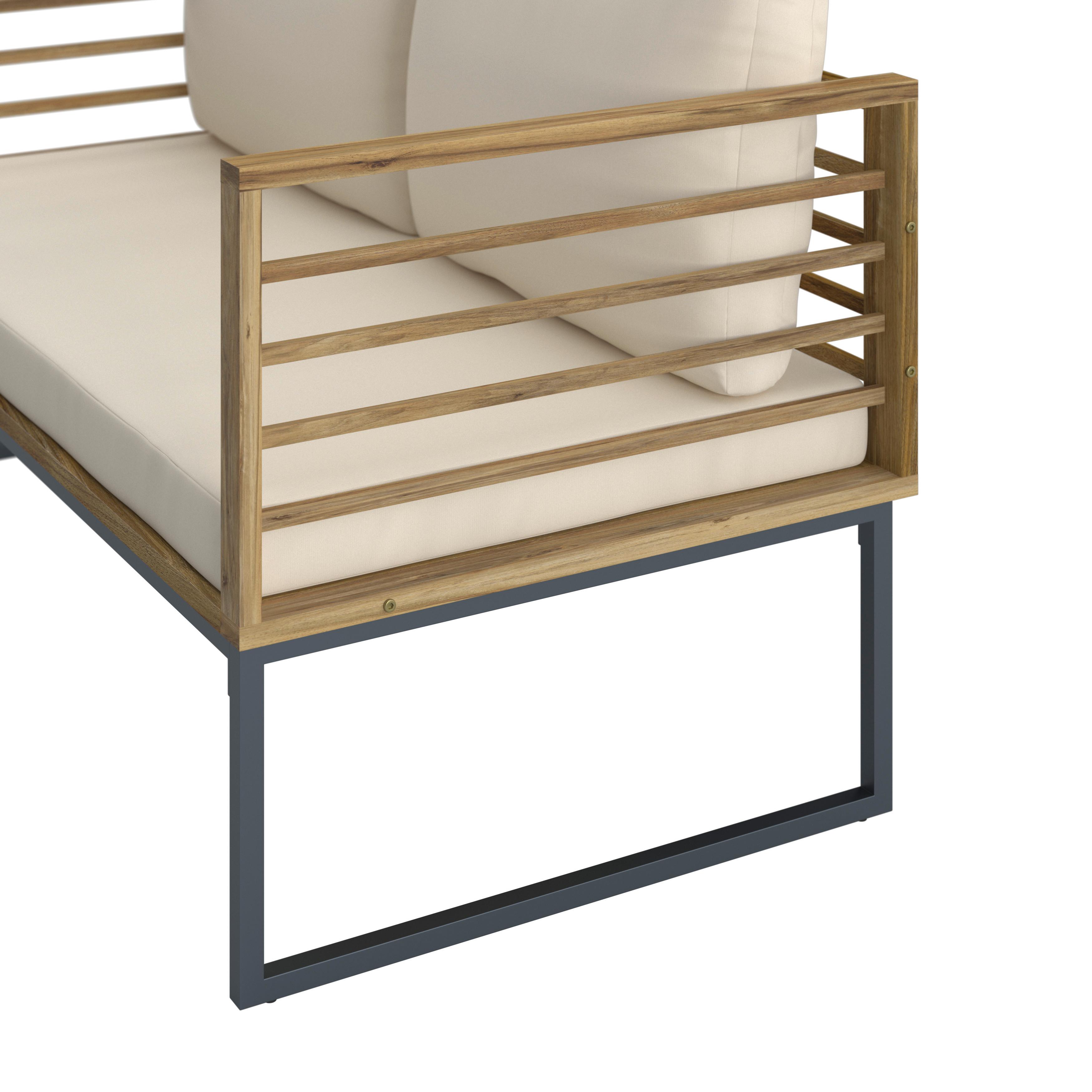 LOUNGEGRUPP SILAS - akaciefärgad/cremefärgad, Modern, metall/trä (130/85/80cm) - Bessagi Garden