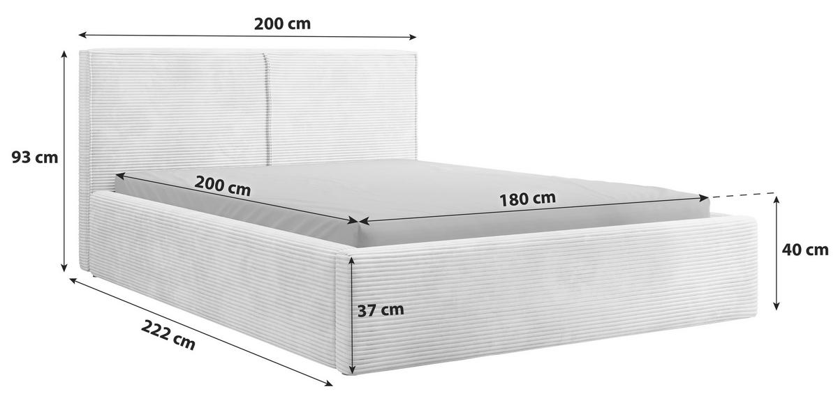 Oblazinjena Postelja Inez, Krem Barva, 180x200cm - črna/krem barve, Moderno, kovina/tekstil (180/200cm) - P & B