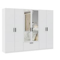 Drehtürenschrank Milos 6T1S2S Weiss - Weiss/Schwarz, Modern, Glas/Holzwerkstoff (270/210/54cm) - Mömax