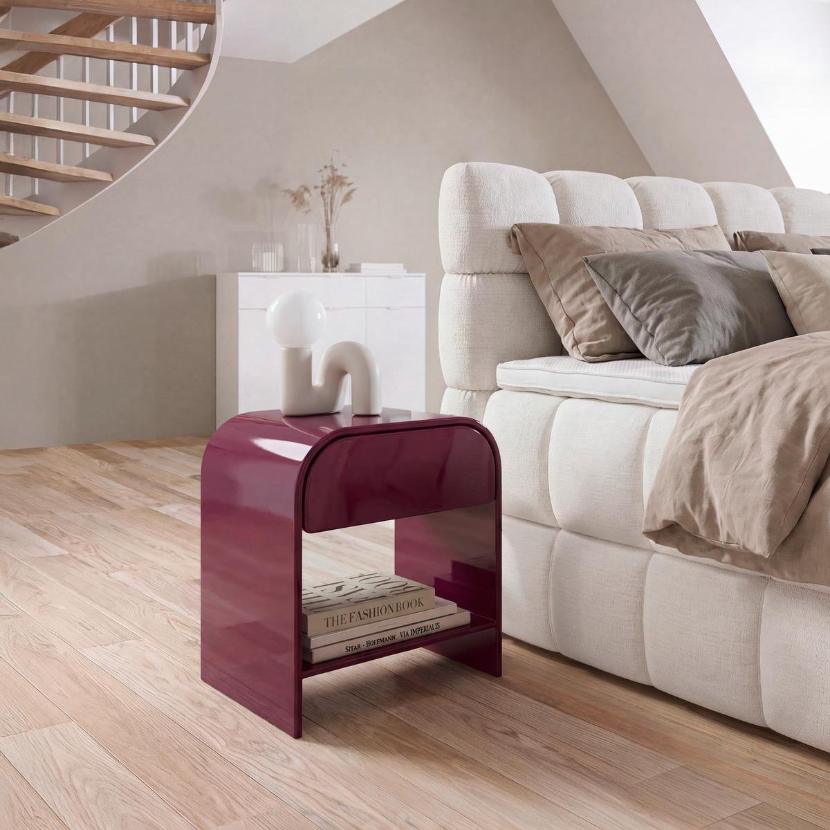 Noćni Ormarić Ruby - boja crnog vina, Moderno, pločasti materijal (40/45/30cm) - Modern Living