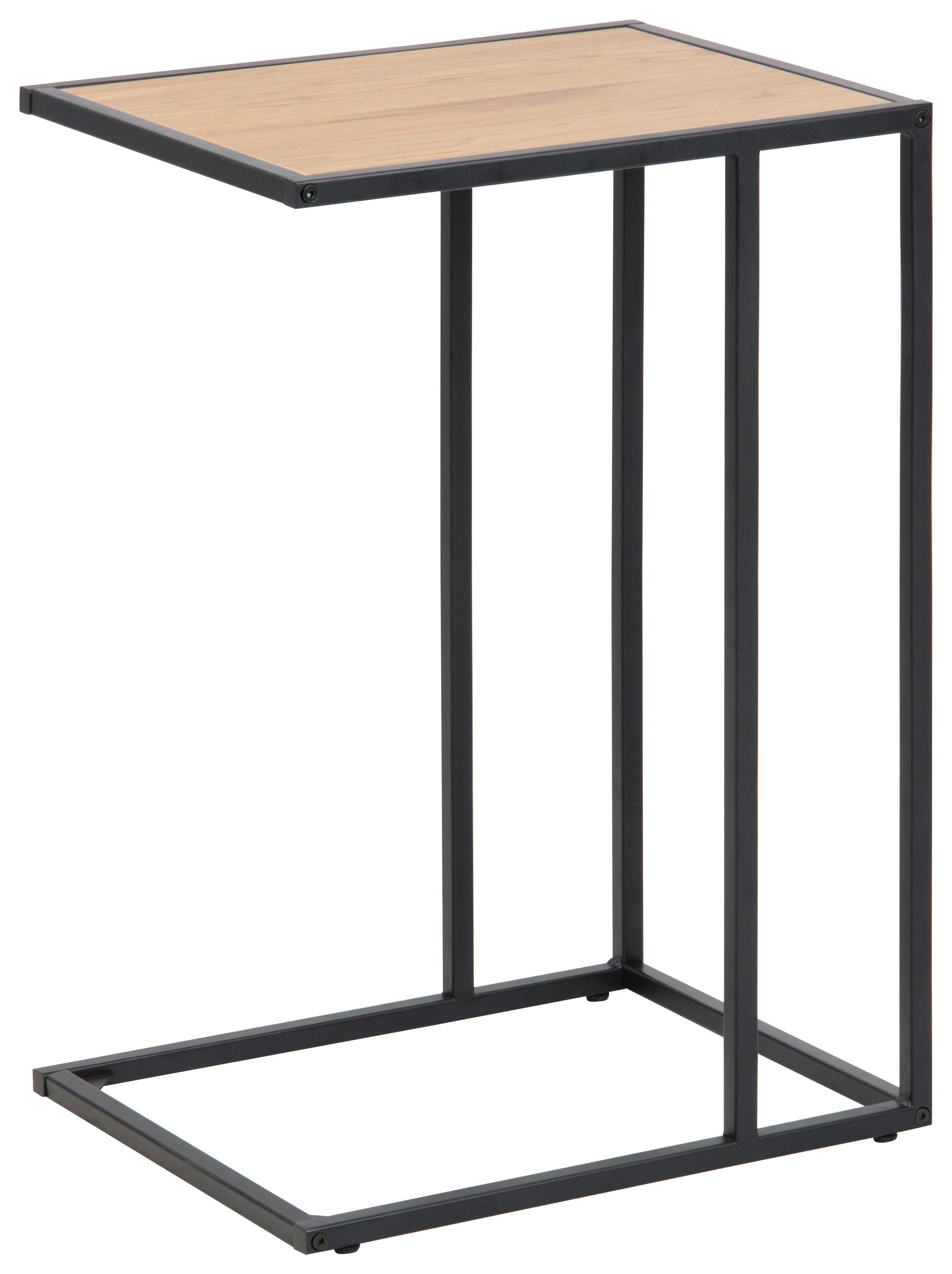 STOLIK BOCZNY SEAFORD - kolor dębowy/czarny, Trend, materiał drewnopochodny/metal (43/35/63cm) - Xora