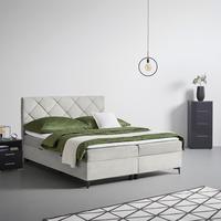 Boxbett Wind Hellgrau ca. 160x200cm - Hellgrau/Schwarz, KONVENTIONELL, Textil/Metall (160/200cm) - Mömax