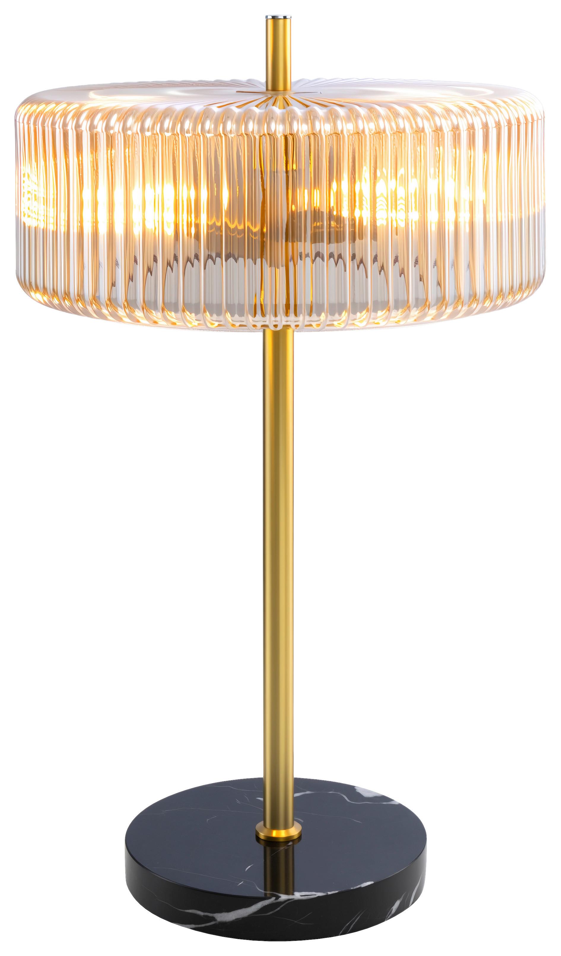 LAMPA STOŁOWA VALENTINA - kolor bursztynowy/kolor złoty, Trend, metal/szkło (30/51cm) - Collett's Monde