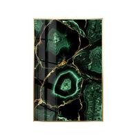 Glasbild Goldfarben/Grün ca. 80x120cm - Smaragdgrün/Goldfarben, Basics, Glas/Holz (80/120cm)