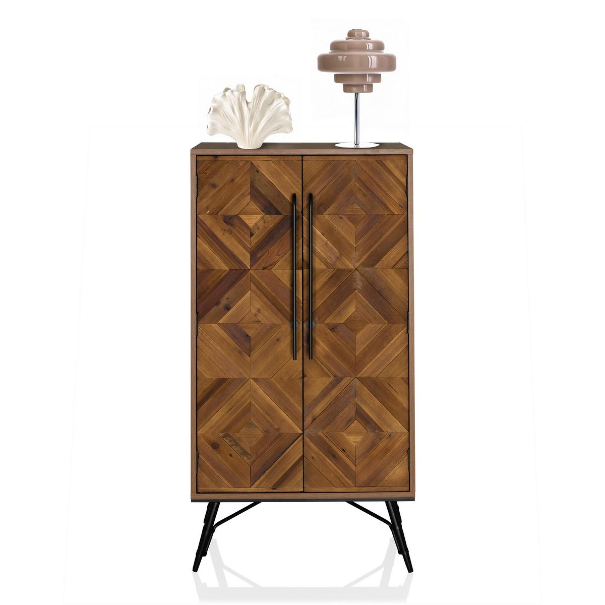 Komoda Santjago Wood High, Rjava - črna/temno rjava, Moderno, kovina/les (63/117/32cm) - MID.YOU