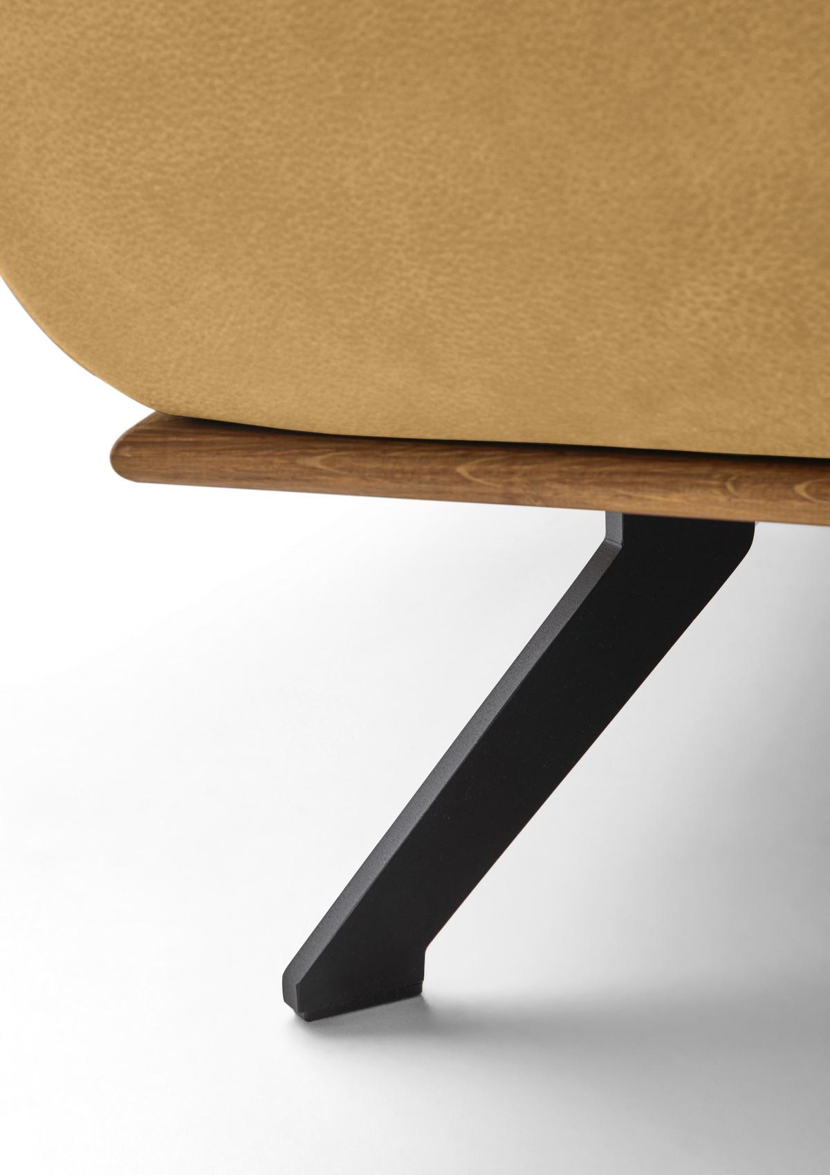 Wohnlandschaft Erling Dunkelgelb - Beige/Dunkelgelb, MODERN, Leder/Metall (322/89/187cm) - Premium Living