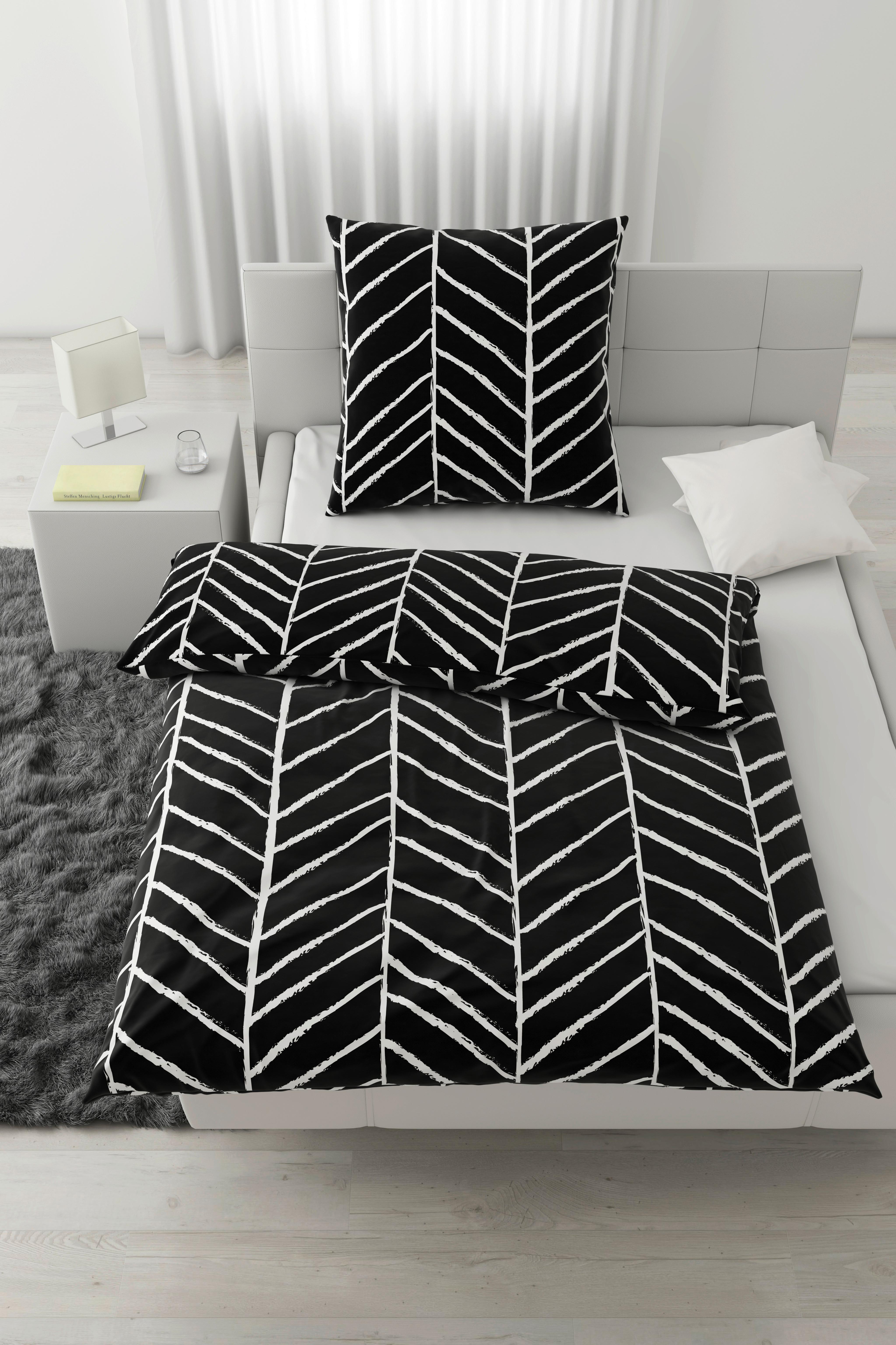 Bettwäsche Marble in Schwarz ca. 135x200cm - Schwarz, KONVENTIONELL, Textil (135/200cm) - Modern Living