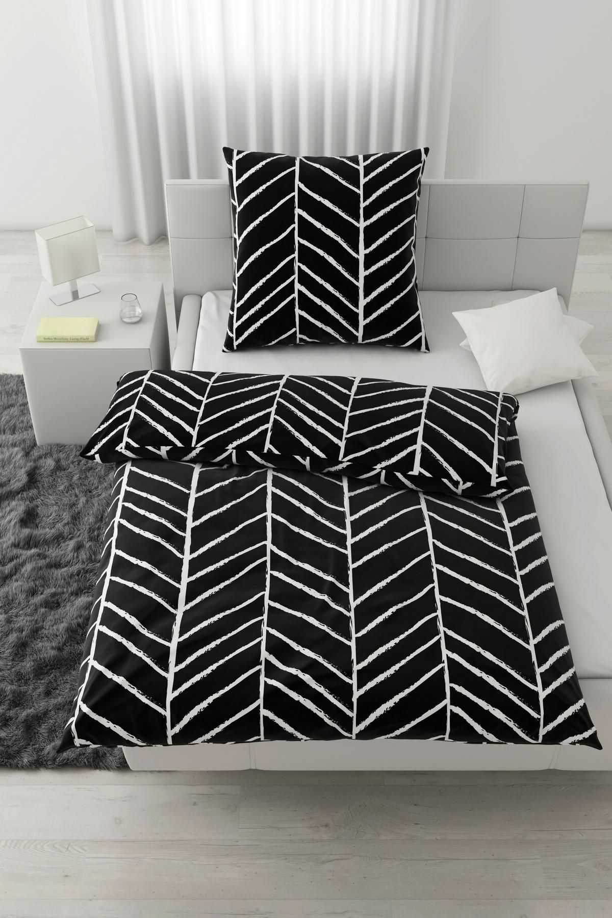 Bettwäsche Marble in Schwarz ca. 135x200cm - Schwarz, KONVENTIONELL, Textil (135/200cm) - Modern Living
