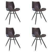 Set Stolov Barron, Antracit, 4 Kos - črna/antracit, Konvencionalno, kovina/tekstil (47/82/55cm) - MID.YOU