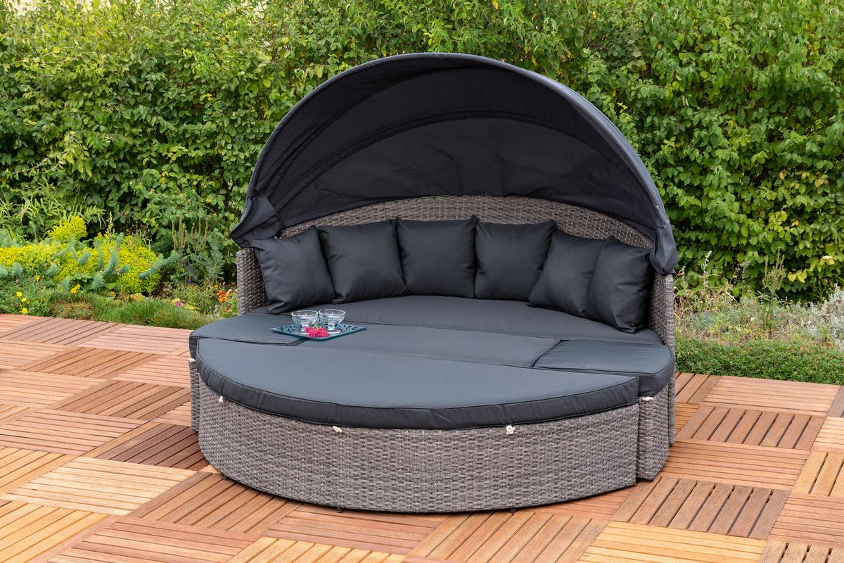 Vrtni Ležalnik Riva, Blazine - temno siva/siva, Konvencionalno, kovina/umetna masa (180/88/183cm) - Gardenson