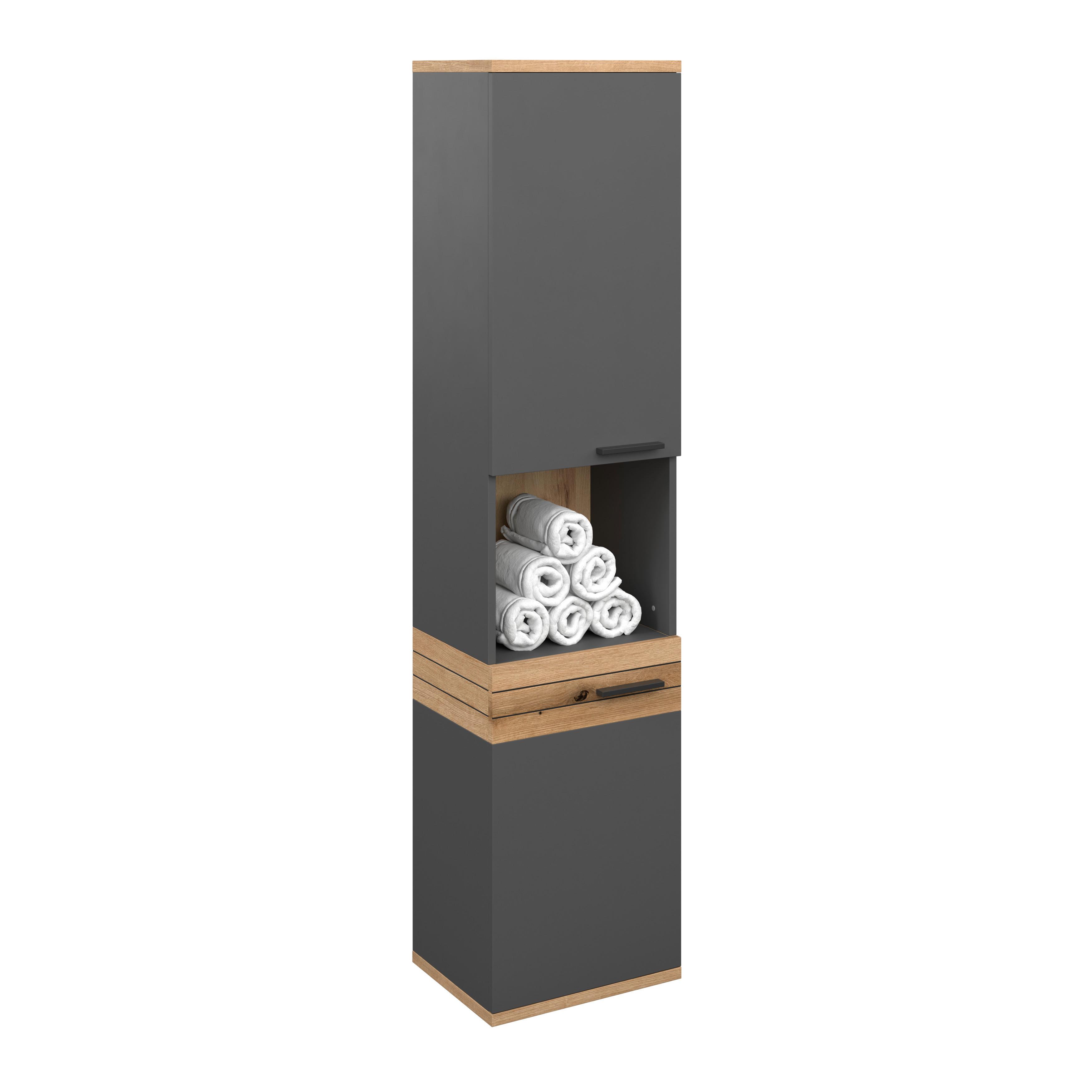 Visoki Ormar Cotia Cotls 2 - boja hrasta/crna, Moderno, metal/pločasti materijal (40/170/30cm) - James Wood