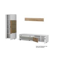 Wohnwand Hudson Weiß/Eichefarben - Eichefarben/Schwarz, Design, Glas/Holzwerkstoff (328/180/42cm) - MID.YOU