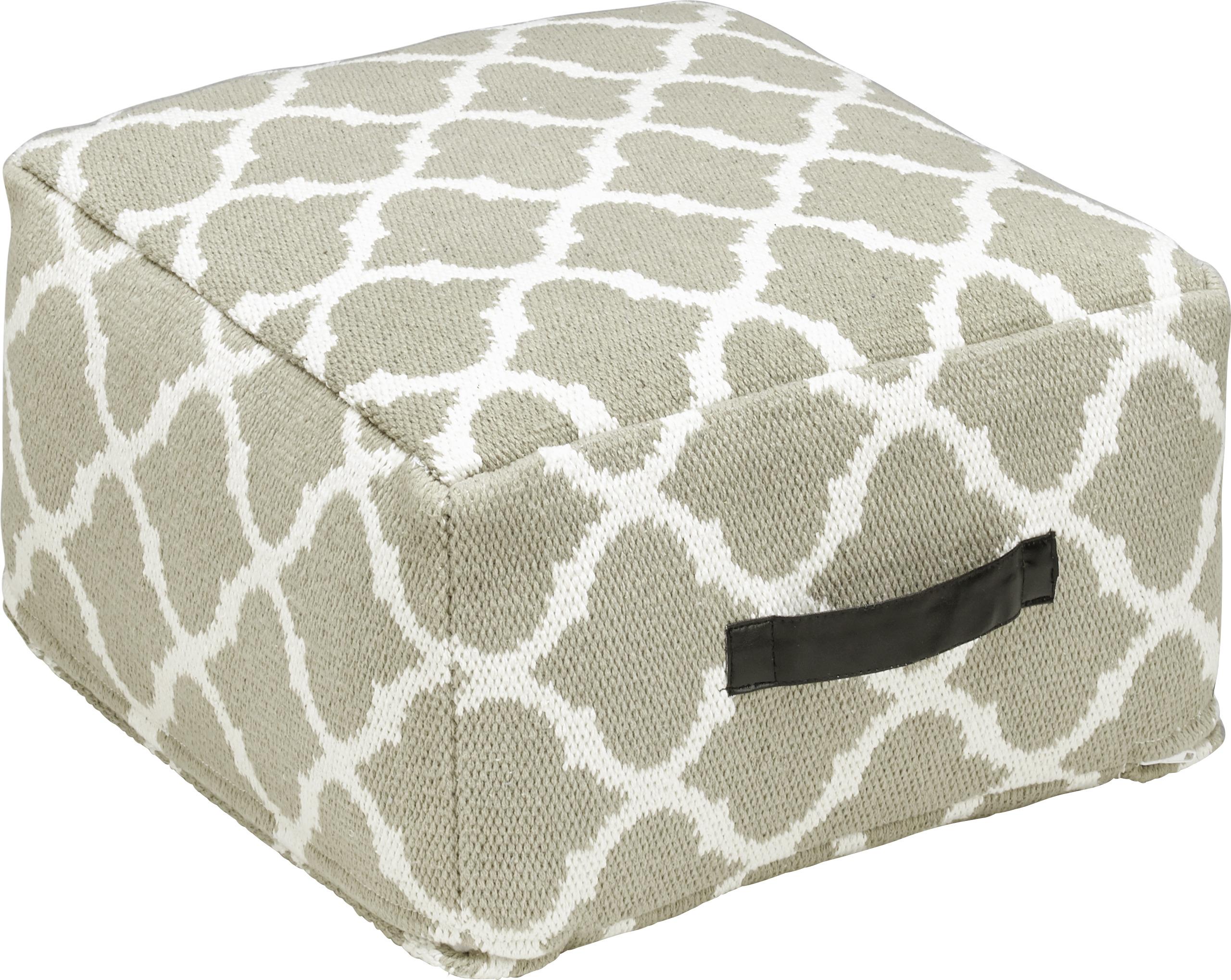Pouf Ornament in Beige/Weiß ca. 50x25cm - Beige, KONVENTIONELL, Textil (50/50/25cm) - Bessagi Home