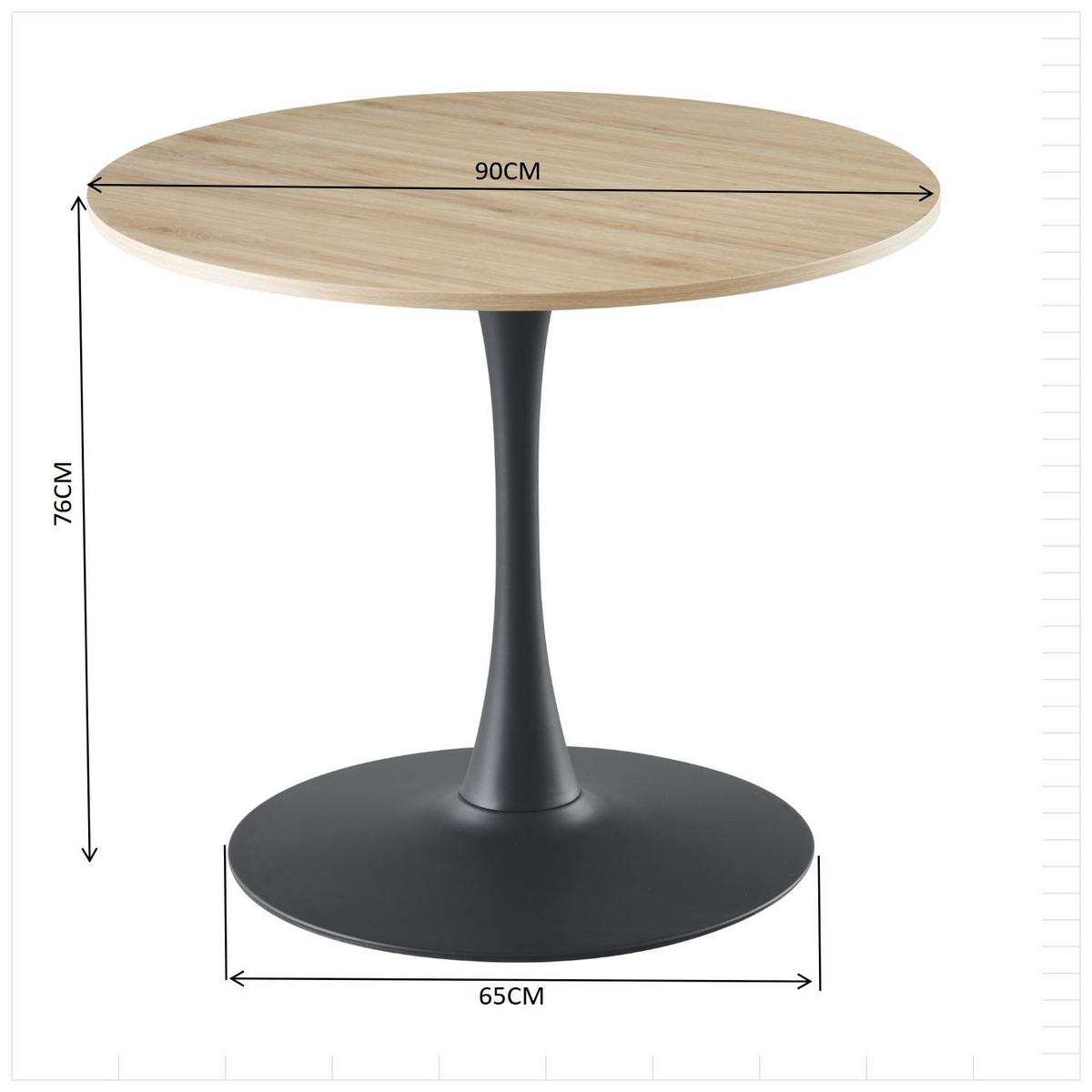 Stol Toby - boje hrasta/crna, Basics, drvni materijal/metal (90/76/90cm) - Based