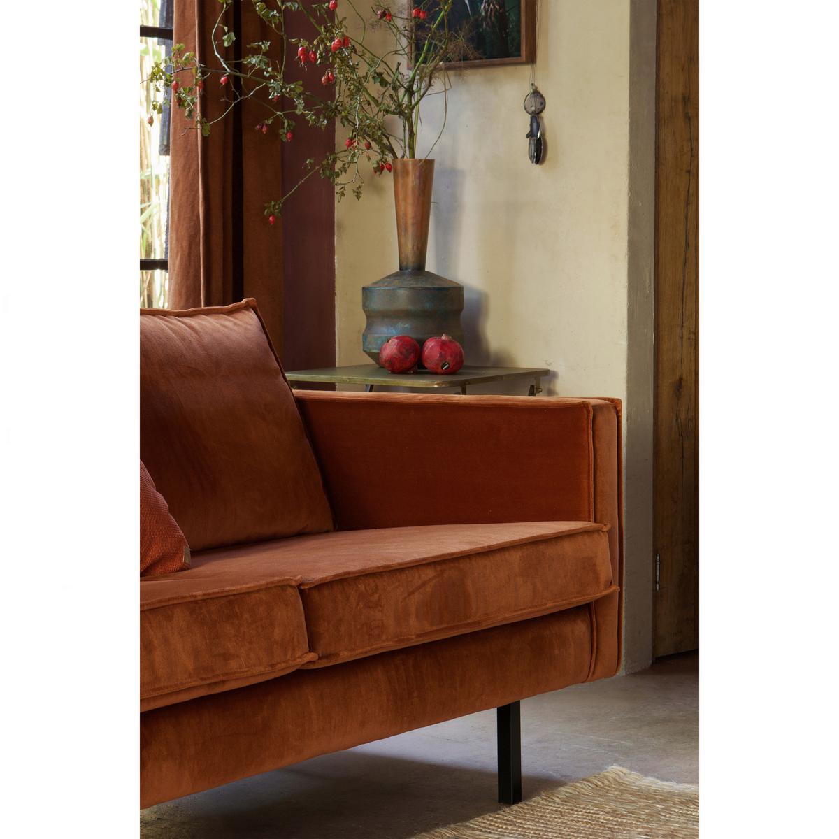 2,5-Sitzer Sofa Rodeo Rostfarben B: 190cm - Rostfarben/Schwarz, Design, Textil/Metall (190/85/86cm) - Livetastic