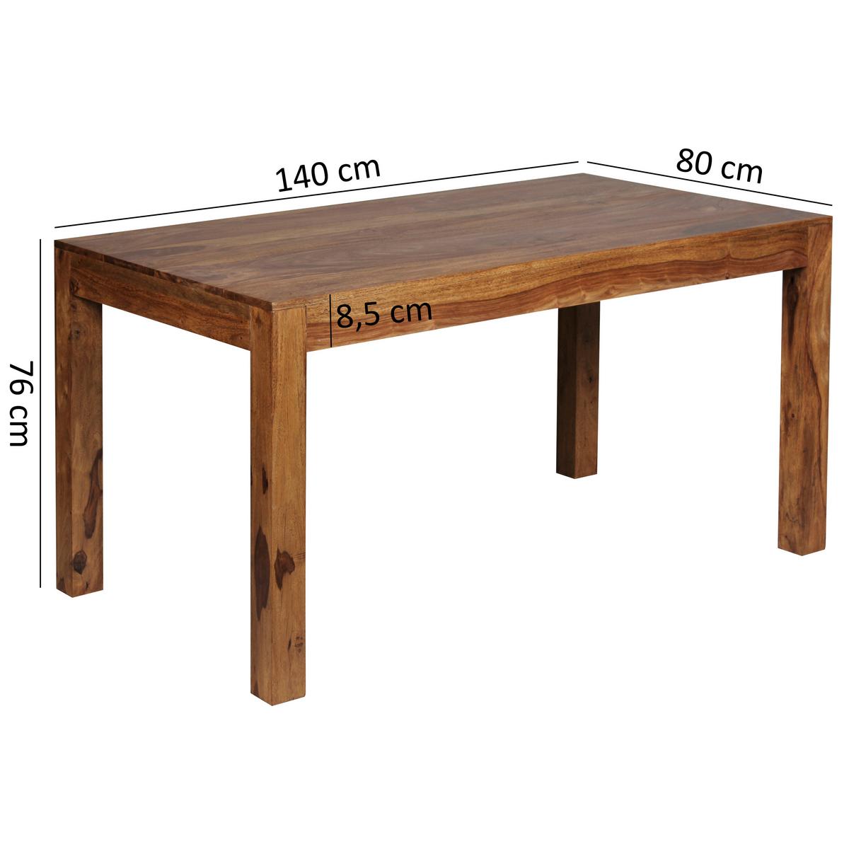 Jedilna Miza Mumbai, Pravi Les - barve indijskega rožnega lesa, Design, les (140/80/76cm) - MID.YOU