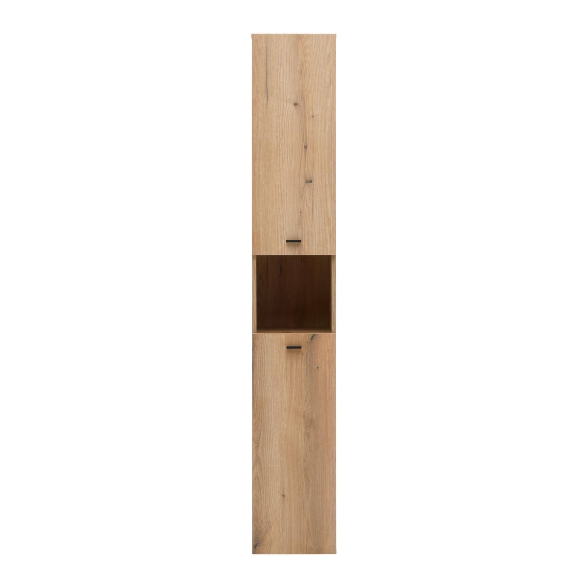 Hochschrank Basix Eichefarben ca. 30x185x39,6cm - Eichefarben/Schwarz, Basics, Holzwerkstoff/Kunststoff (30/185/39,6cm) - Mömax