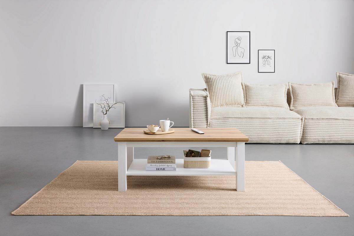 Couchtisch Korsika Eichefarben/Weiß - Eichefarben/Weiß, ROMANTIK / LANDHAUS, Holzwerkstoff (110/45/60cm) - Mömax