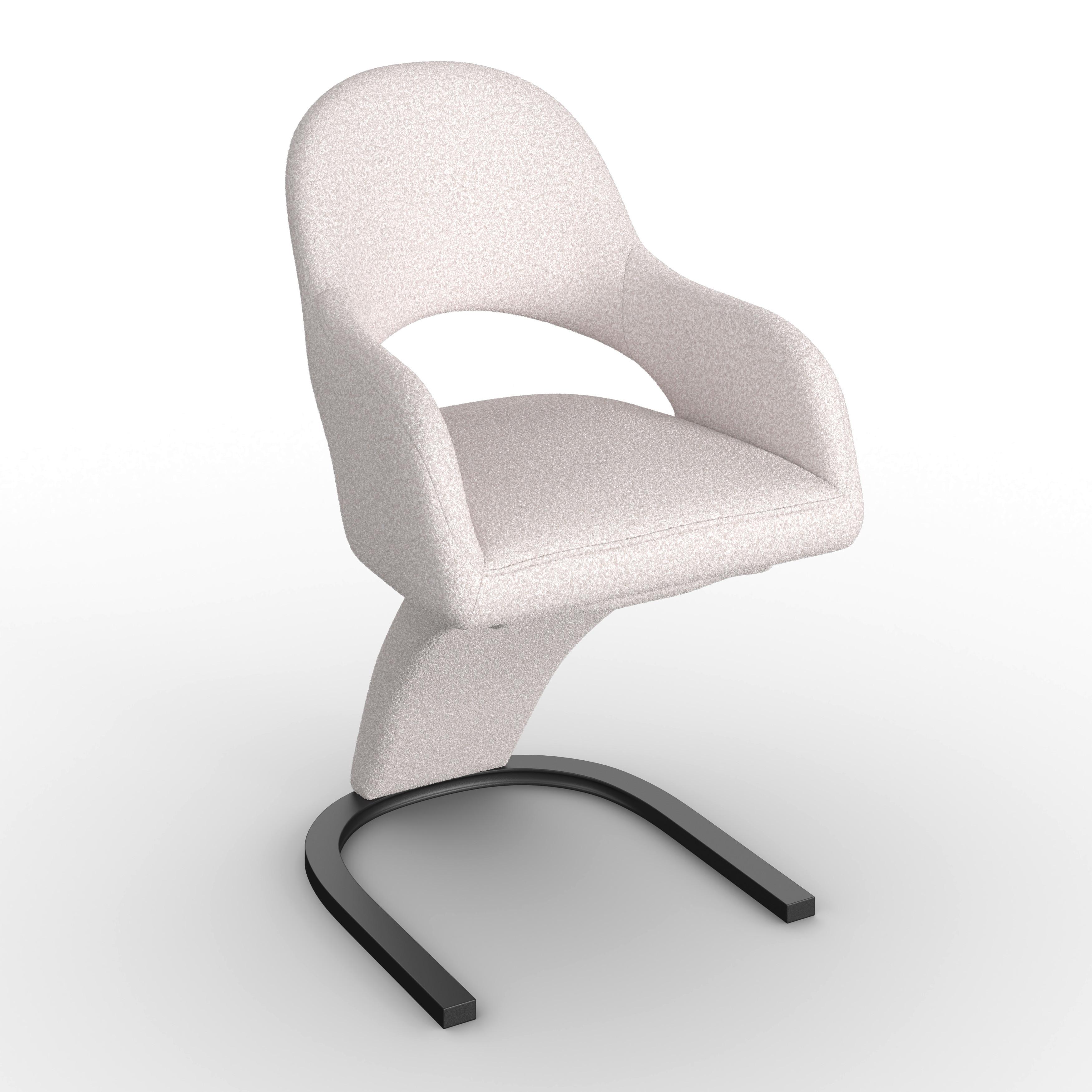 Armlehnstuhl Aria Creme Bouclé Gepolstert - Creme/Schwarz, MODERN, Holz/Textil (54/82/62cm) - Bessagi Home