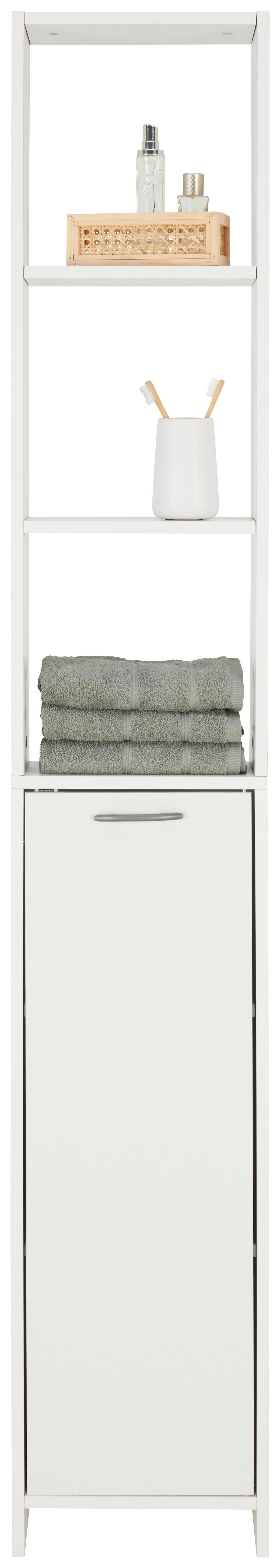 Hochschrank One in Weiß - Weiß/Grau, MODERN, Holzwerkstoff/Kunststoff (33/195/21cm) - Mömax
