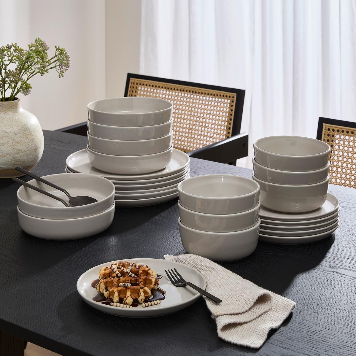 SERWIS OBIADOWO-ŚNIADANIOWY COLORI GRIGIO - szary, Trend, ceramika - Novel