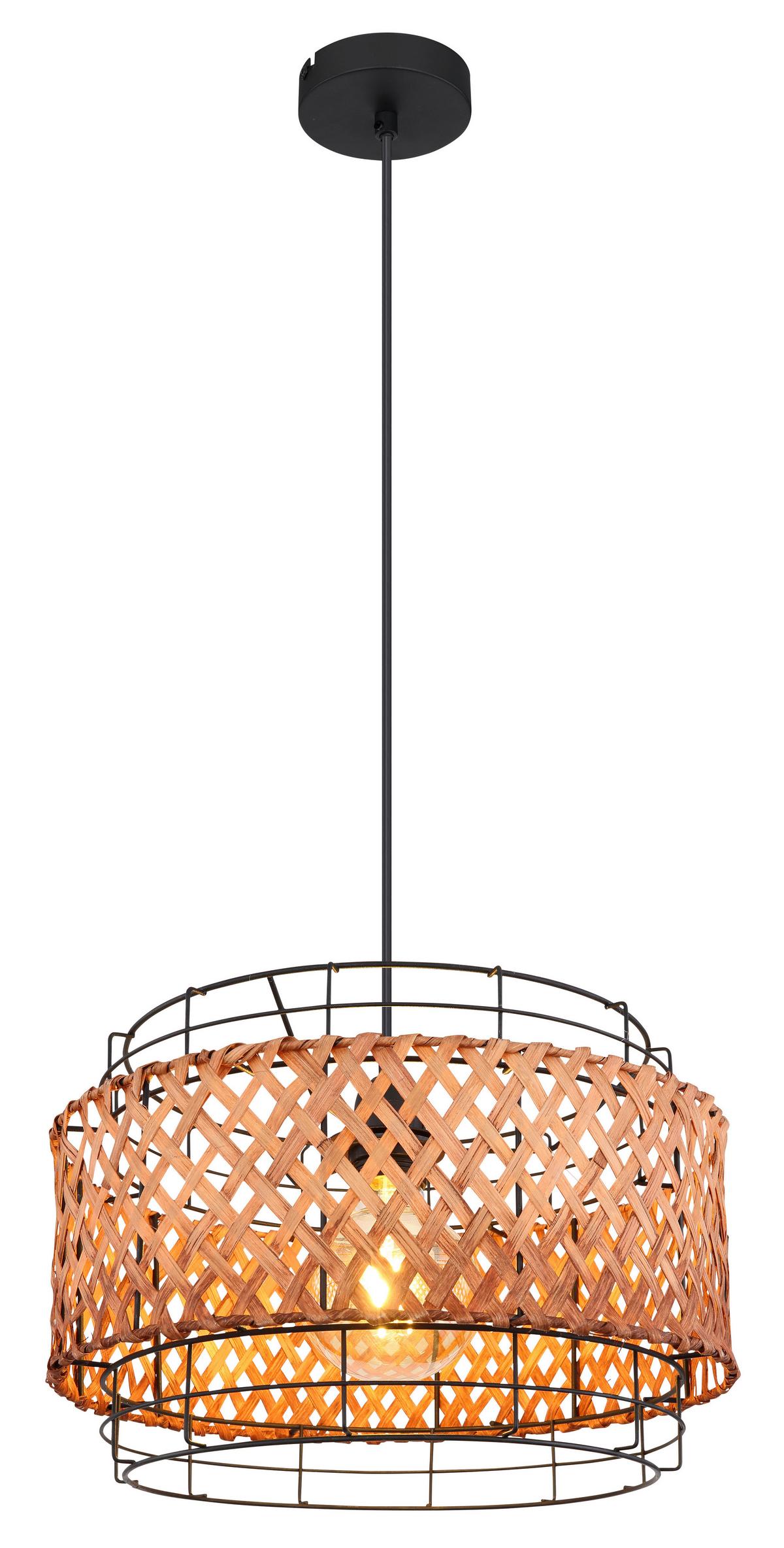 Viseća Svjetiljka 15668h1 - tamno smeđa/crna, Basics, metal/prirodni materijali (35/120cm) - Globo
