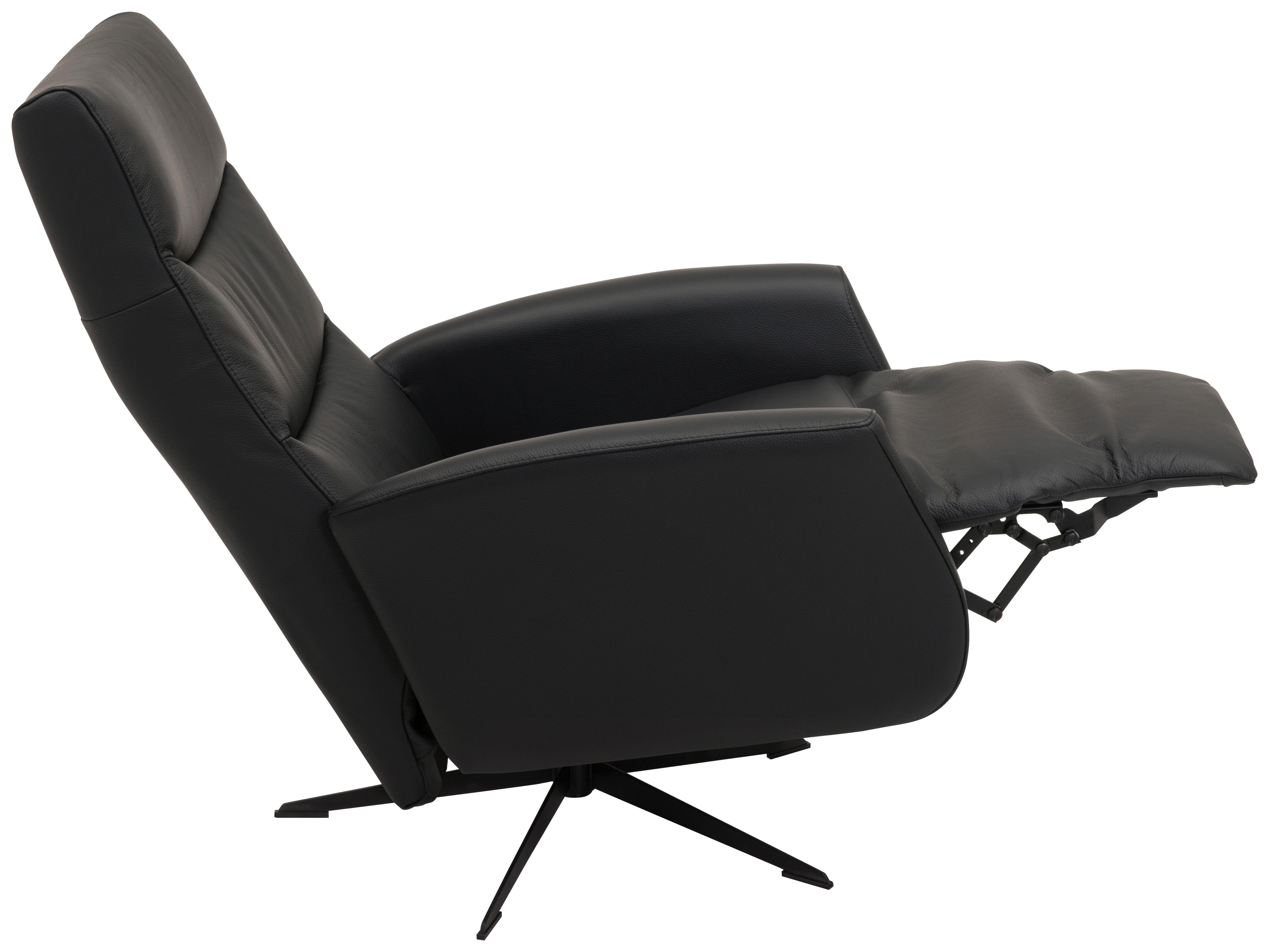 Relaxsessel Schwarz - MODERN, Leder/Metall (73/106/82cm) - Premium Living