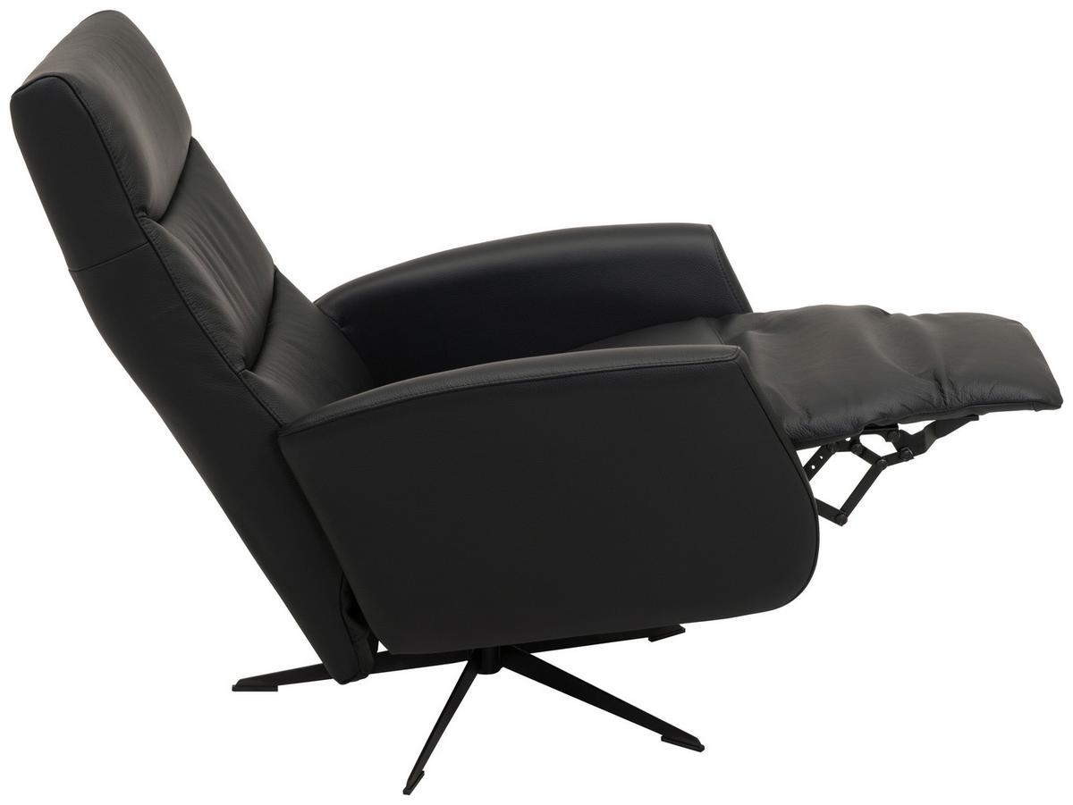 Relaxsessel Schwarz - Modern, Leder/Metall (73/106/82cm) - Premium Living
