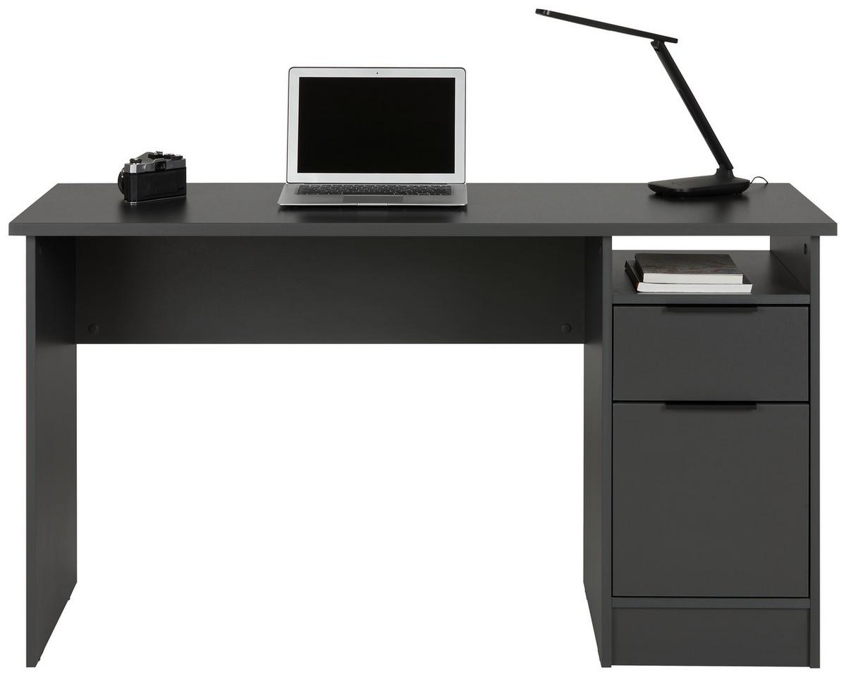 Schreibtisch Student II in Schwarz - Anthrazit/Schwarz, Modern, Holzwerkstoff/Metall (137,5/76/55cm) - Mömax