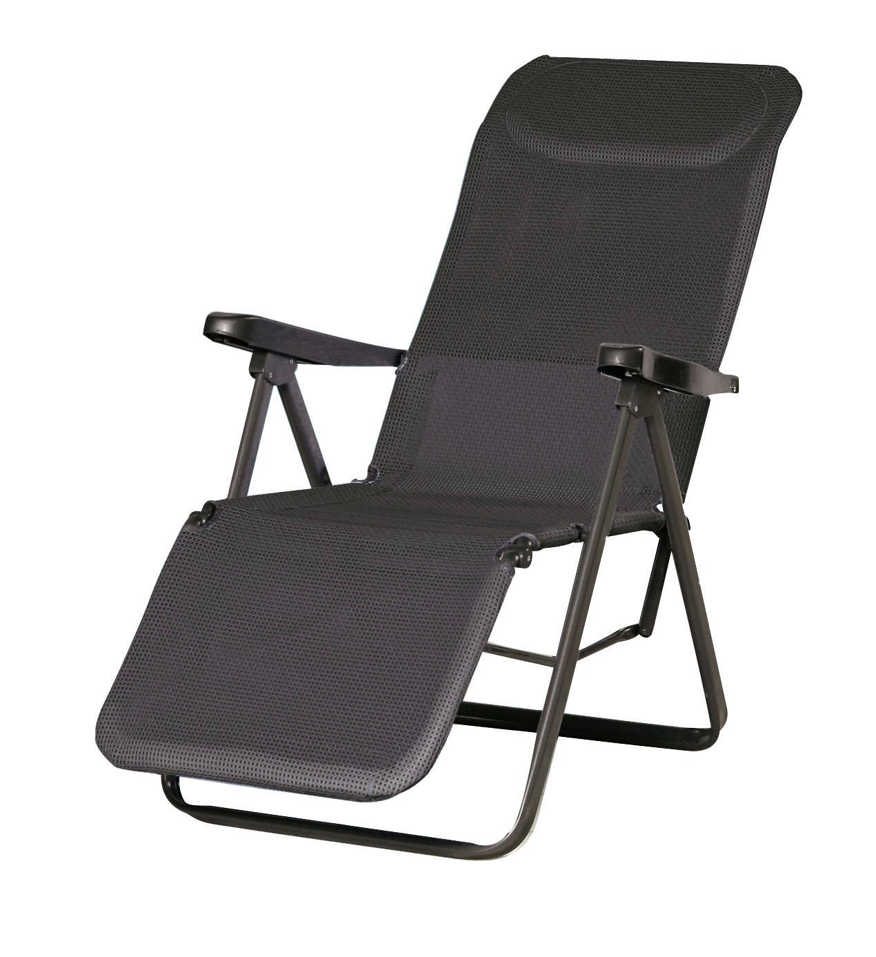 Relaxliege LUGANO in Anthrazit, Schwarz - Anthrazit/Schwarz, Basics, Textil/Metall (65/114/85cm) - Gardenson