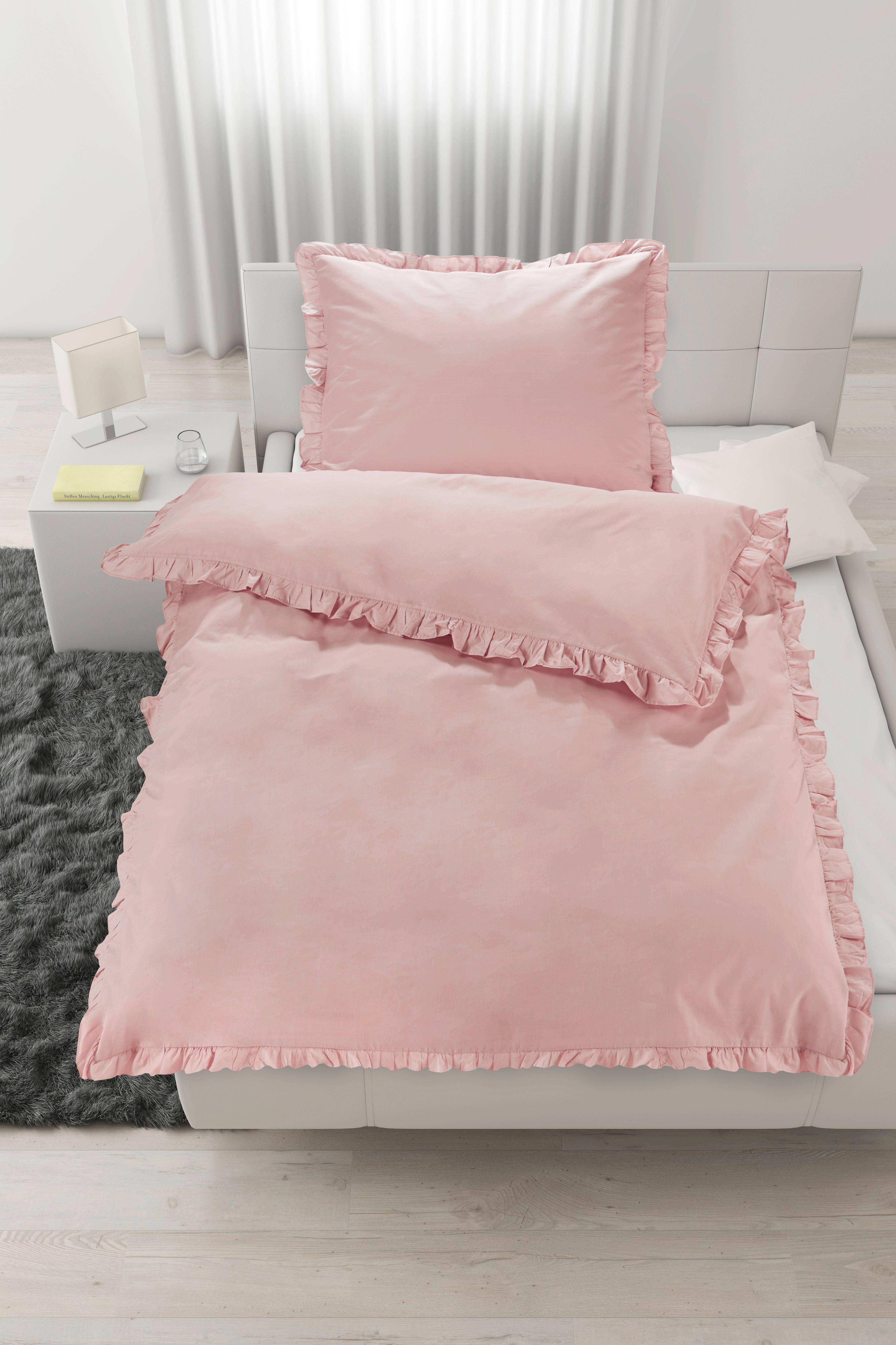 Bettwäsche Rüschen Rosa ca. 140x200cm - Rosa, ROMANTIK / LANDHAUS, Textil (140/200cm) - Zandiara