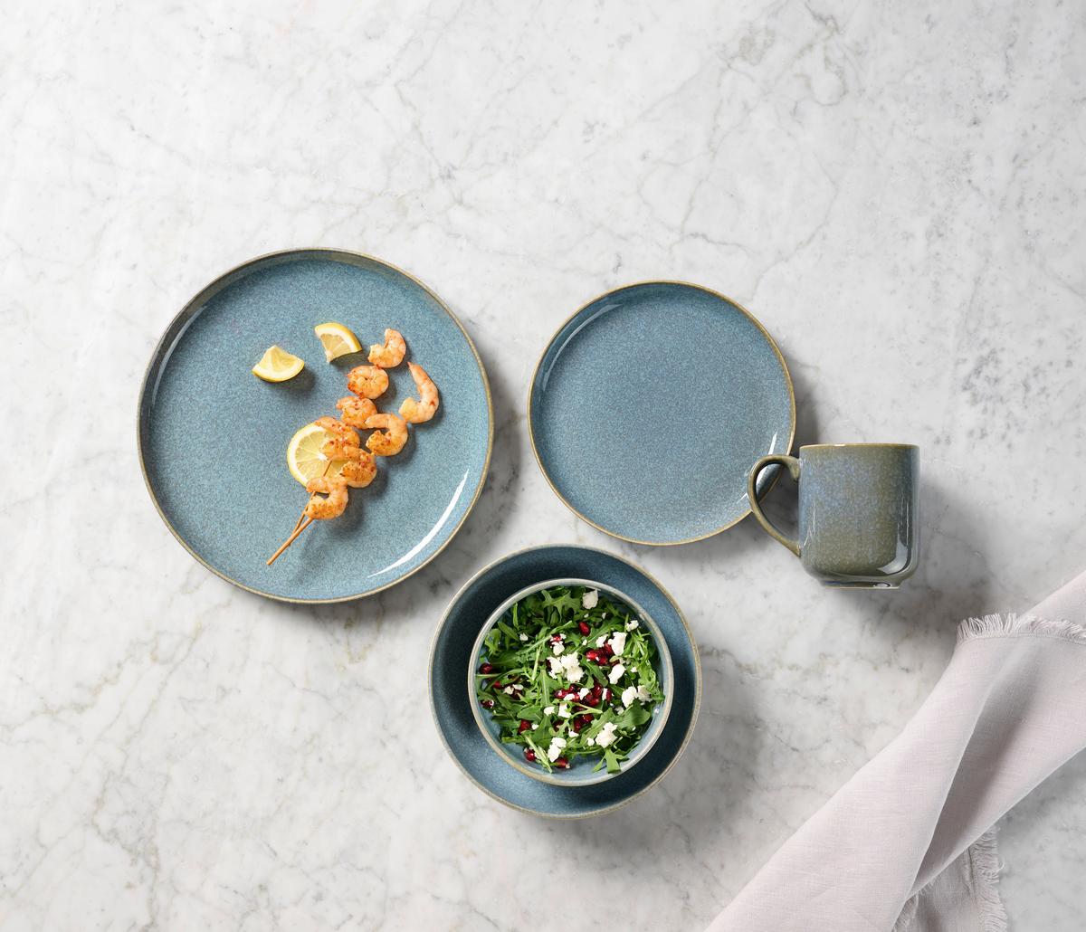 SERWIS OBIADOWO-ŚNIADANIOWY MARBELLA - niebieski, Trend, ceramika - Novel