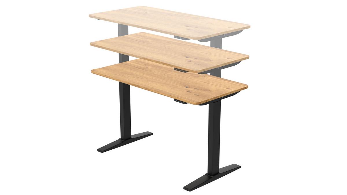 BIURKO ULIX  -EXKLUSIV- - czarny/dąb artisan, Modern, materiał drewnopochodny/tworzywo sztuczne (120/60/71-116cm) - Carryhome