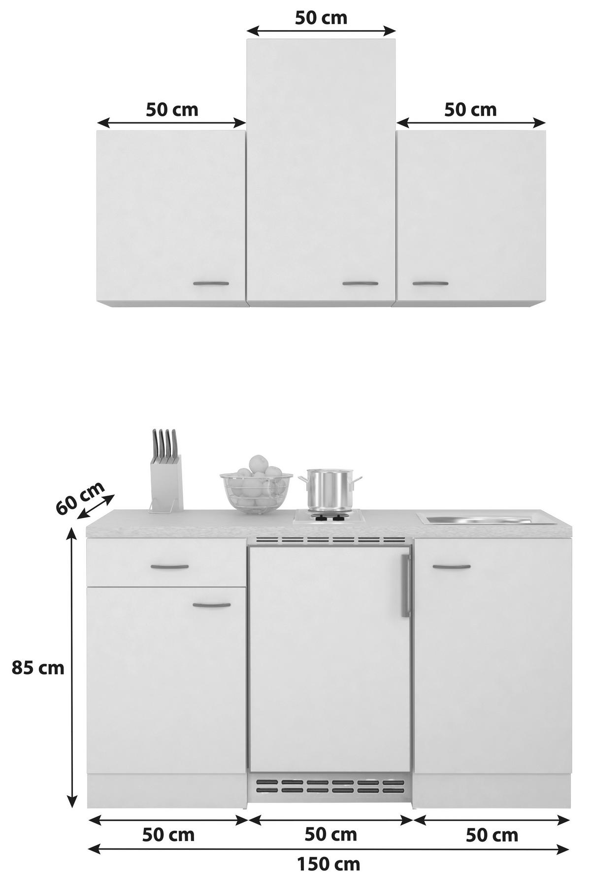 Miniküche Nano m. Geräten B: ca. 150cm Buchefarben - Edelstahlfarben/Beige, MODERN, Holzwerkstoff/Kunststoff (150cm) - FlexWell