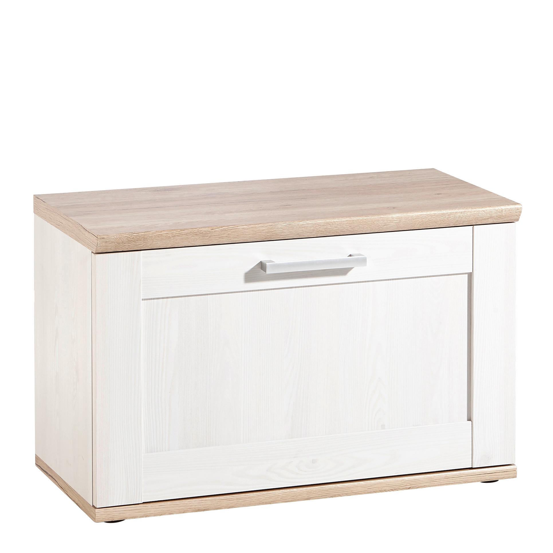 SIEDZISKO DO PRZEDPOKOJU ROMANZE - kolor srebrny/biały, Design, materiał drewnopochodny/tworzywo sztuczne (76/50/38cm) - Xora