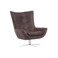 Sessel Venezuela aus Echtleder - Dunkelbraun/Alufarben, LIFESTYLE, Textil/Metall (81/95/90cm) - Premium Living