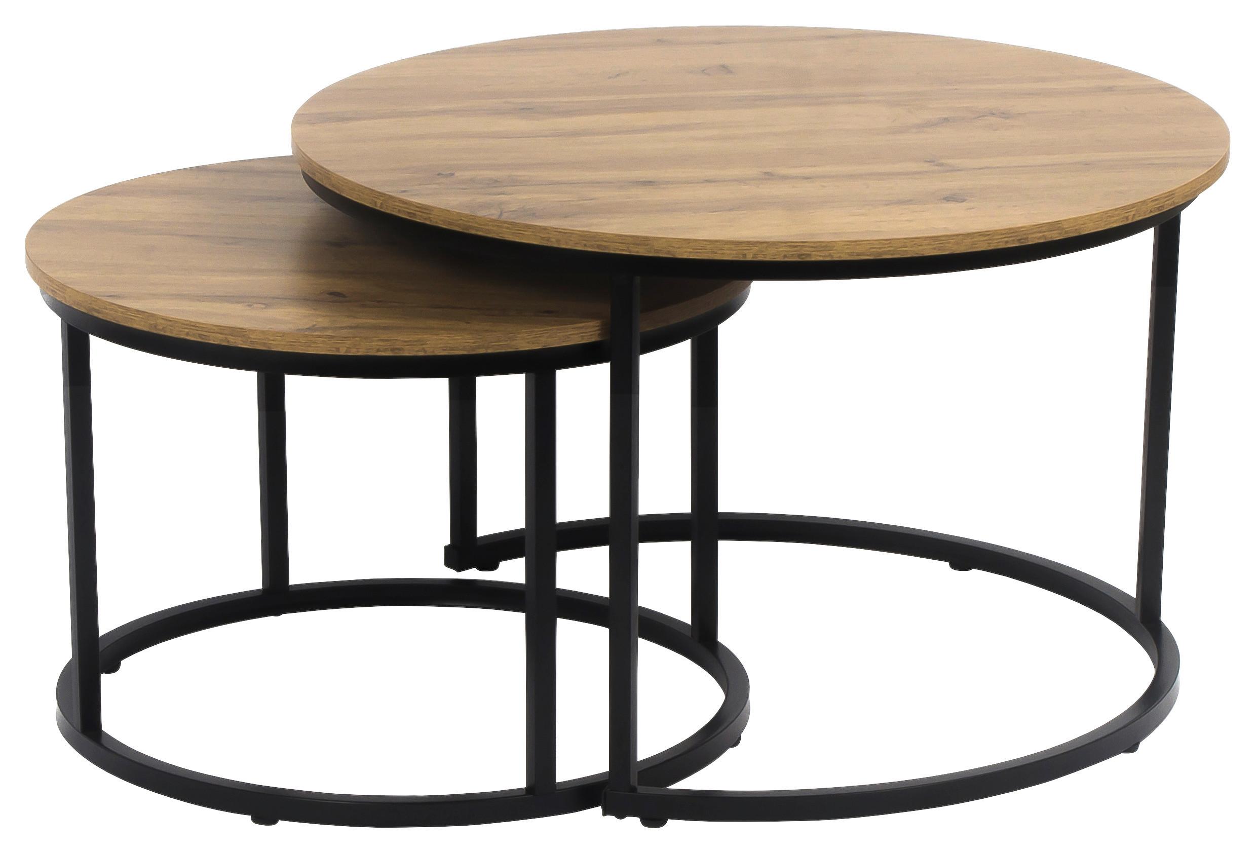 Set Stolića 2/1 Duo - prirodne boje/crna, Moderno, drvni materijal/metal (53-43/45-35cm) - Modern Living
