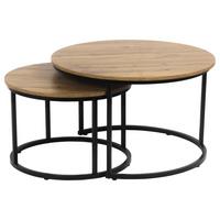 Masă auxiliară DUO - culoare natur/negru, Modern, metal/material pe bază de lemn (53-43/45-35cm) - Modern Living