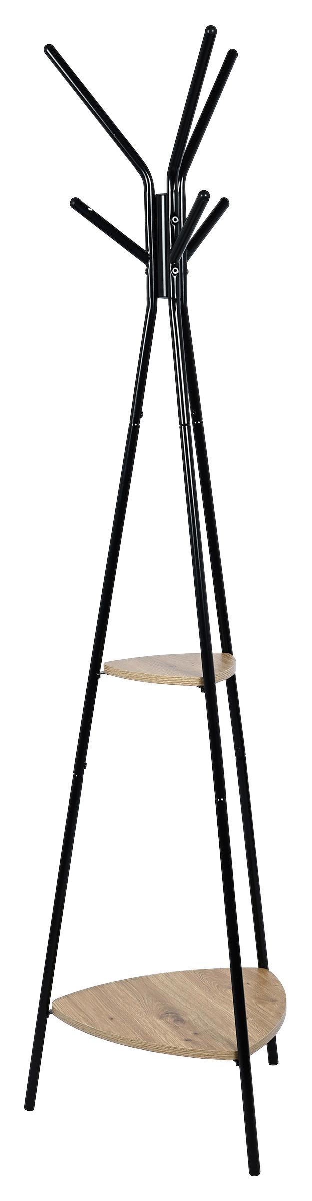 Stander haine MAILAND - culoare natur/negru, Modern, metal/material pe bază de lemn (49/179cm) - Modern Living