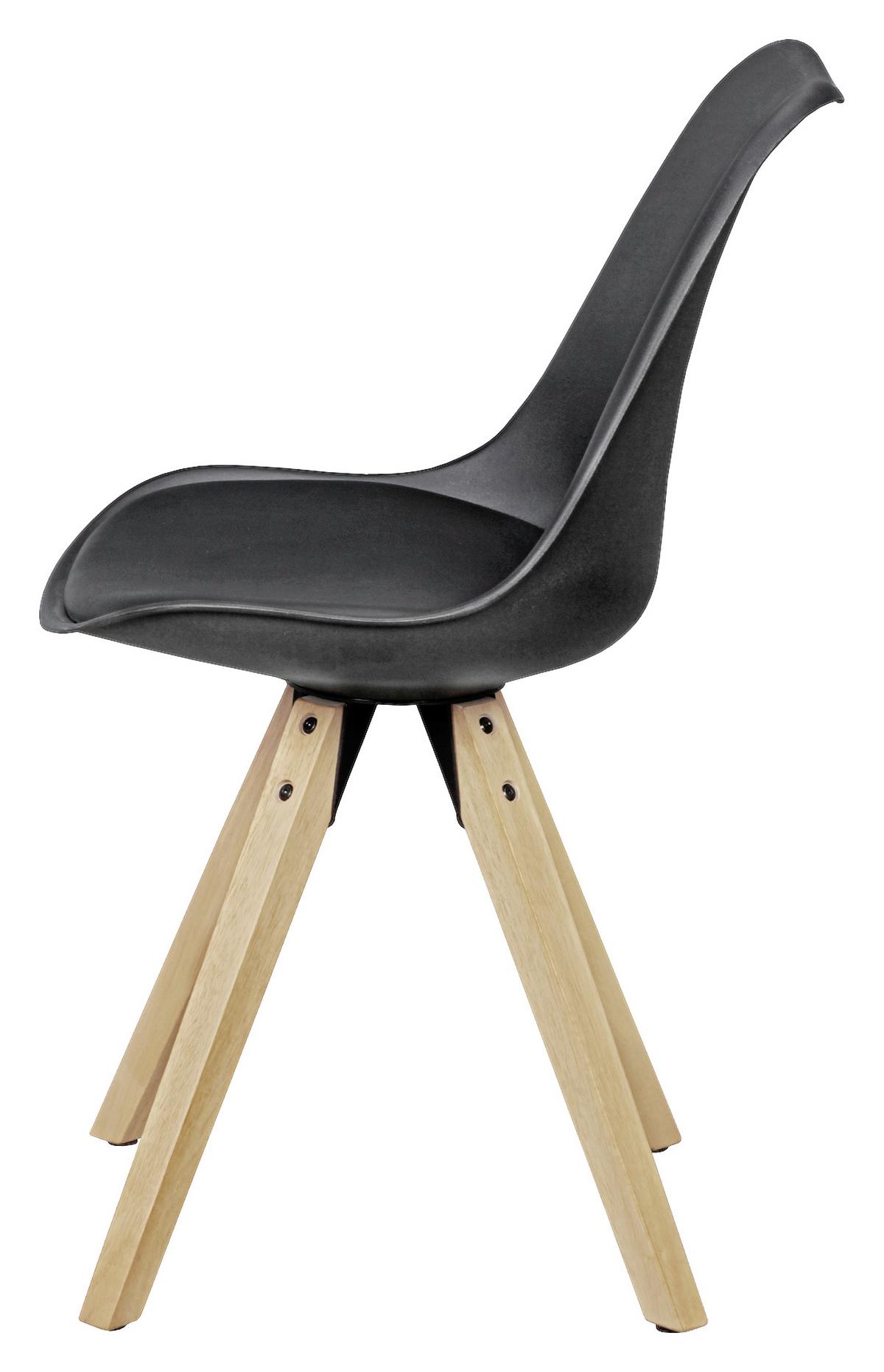 Stuhl-Set in Schwarz ´LIMA´ - Eichefarben/Schwarz, Design, Holz/Kunststoff (48/89/48cm) - MID.YOU