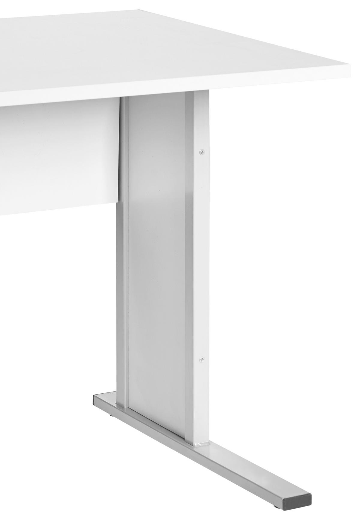 Schreibtisch "Serie 4000" ca 90x65 cm, hellgrau - Silberfarben/Hellgrau, Basics, Holzwerkstoff/Metall (90/65/72,2cm) - MID.YOU