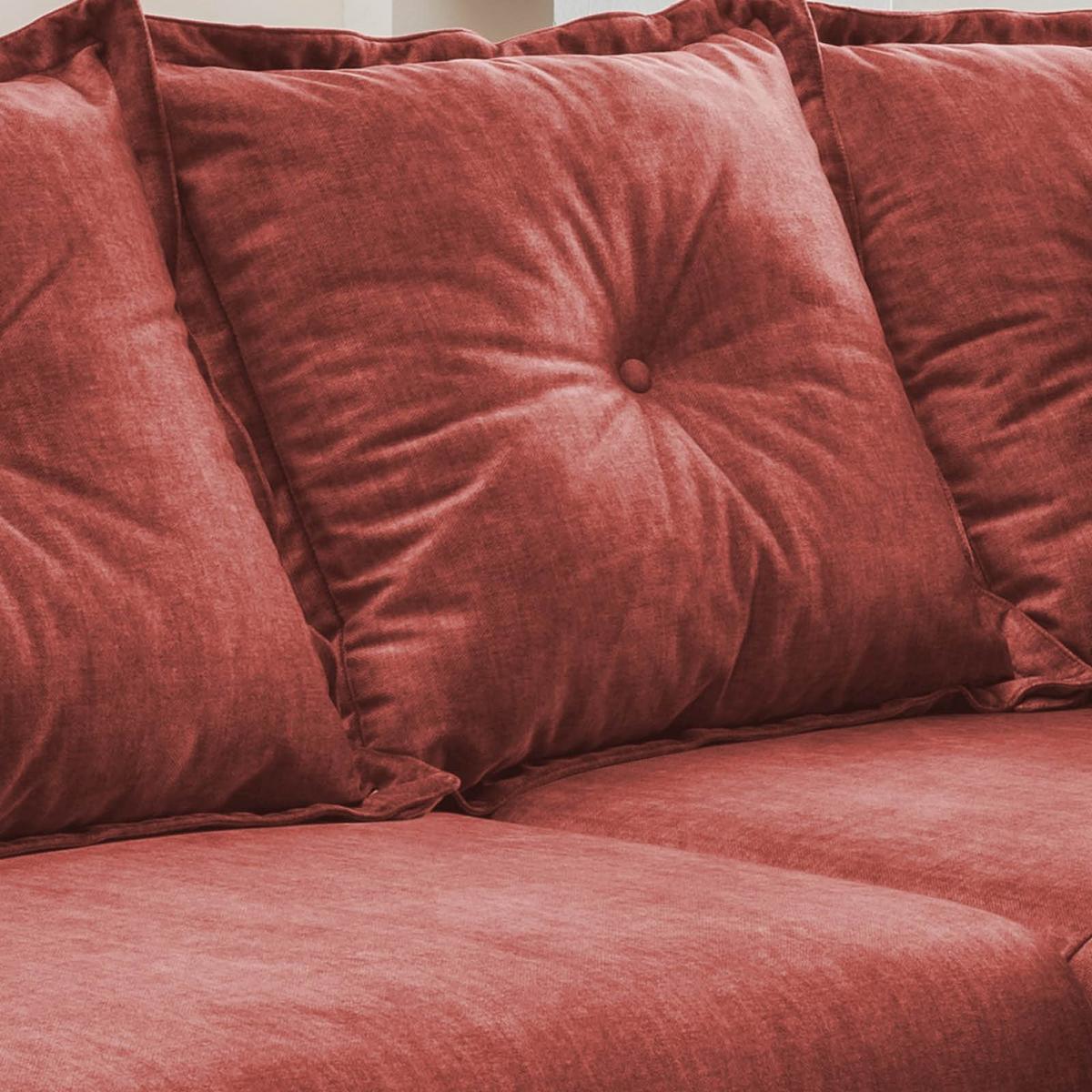 Wohnlandschaft Baggio Koralle Velours - Koralle/Buchefarben, MODERN, Holz/Textil (277/162cm) - Livetastic