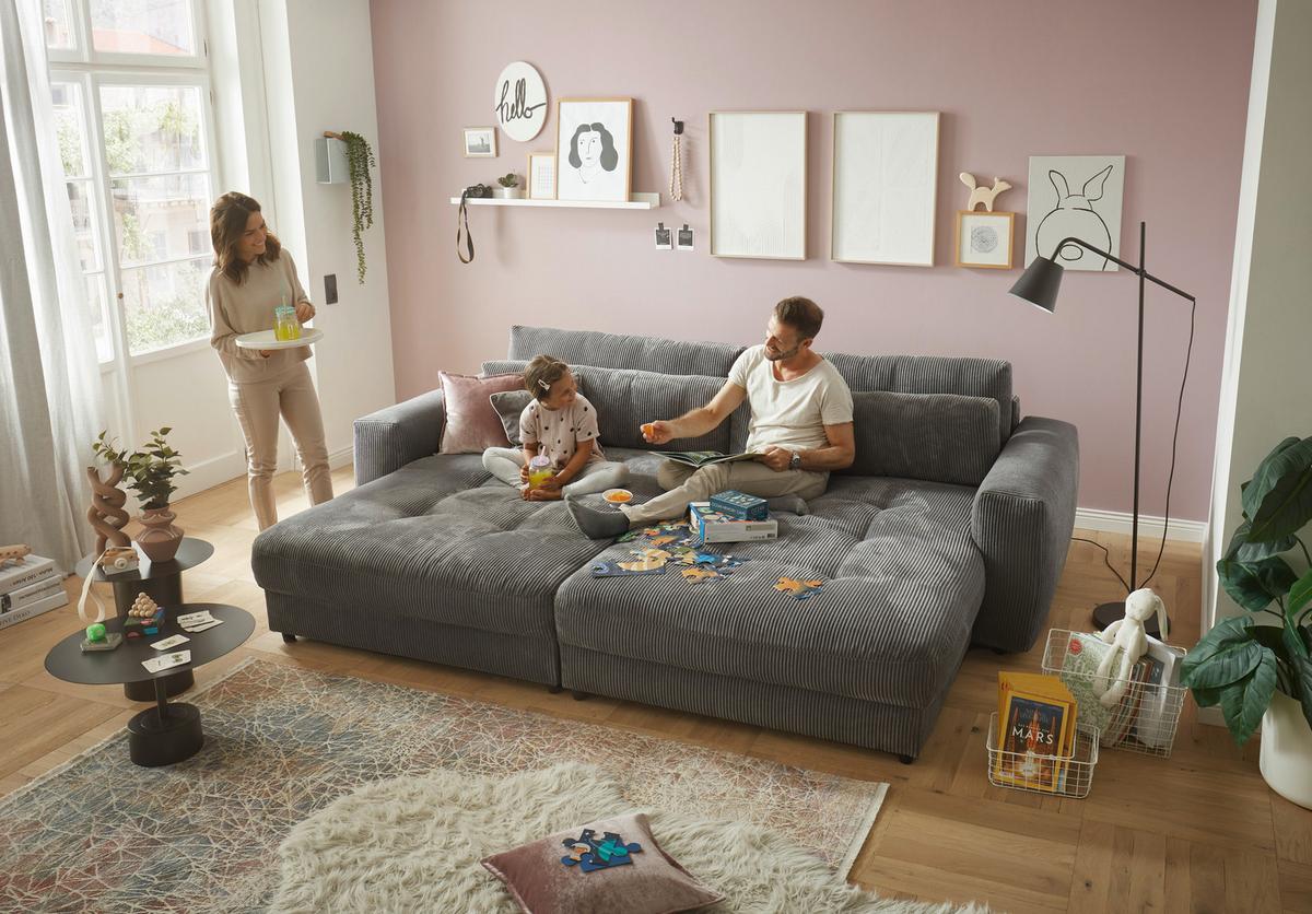 Bigsofa Barura Loveseat ca. 292x194 cm Anthrazit - Anthrazit/Schwarz, KONVENTIONELL, Holzwerkstoff/Kunststoff (292/90/194cm) - MID.YOU