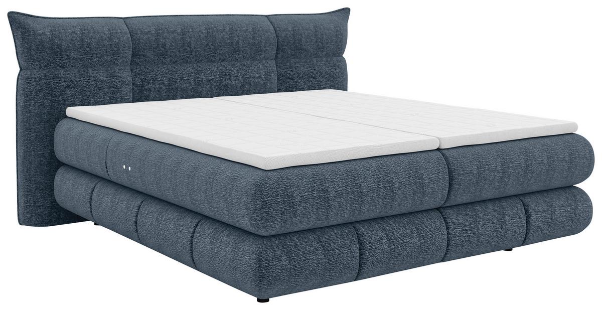 Boxspringbett Auris Graublau ca. 180x200cm - Graublau/Schwarz, KONVENTIONELL, Kunststoff/Textil (180/200cm) - Sembella