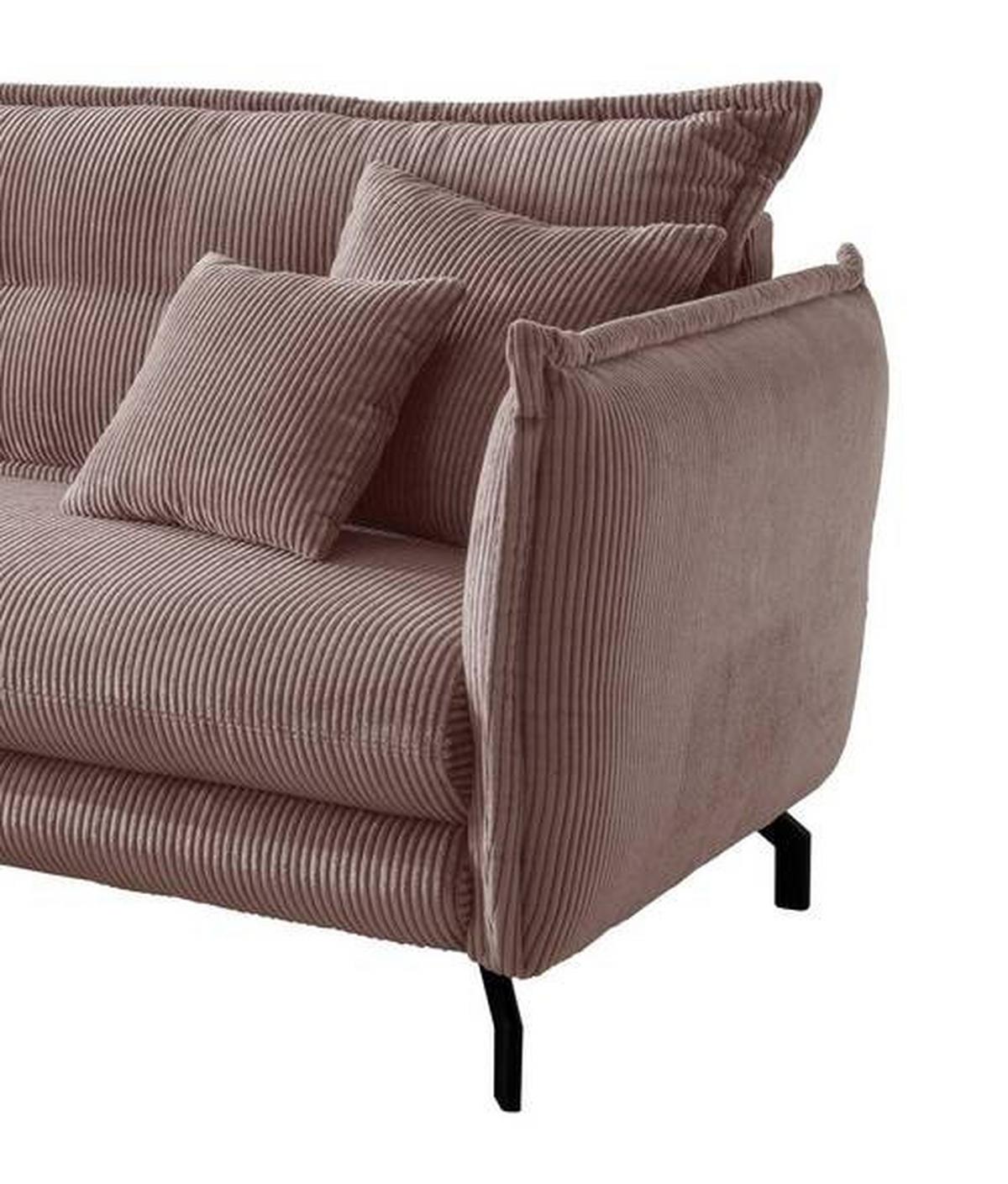 Wohnlandschaft Lava Rosa Cord - Schwarz/Rosa, MODERN, Textil/Metall (180/255cm) - Livetastic