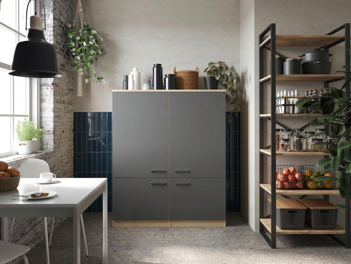 Set Večnamenskih Omar Merle, 2 Kos - srebrne barve/barve hrasta, Basics, kovina/leseni material (120/144,9/60cm) - Respekta