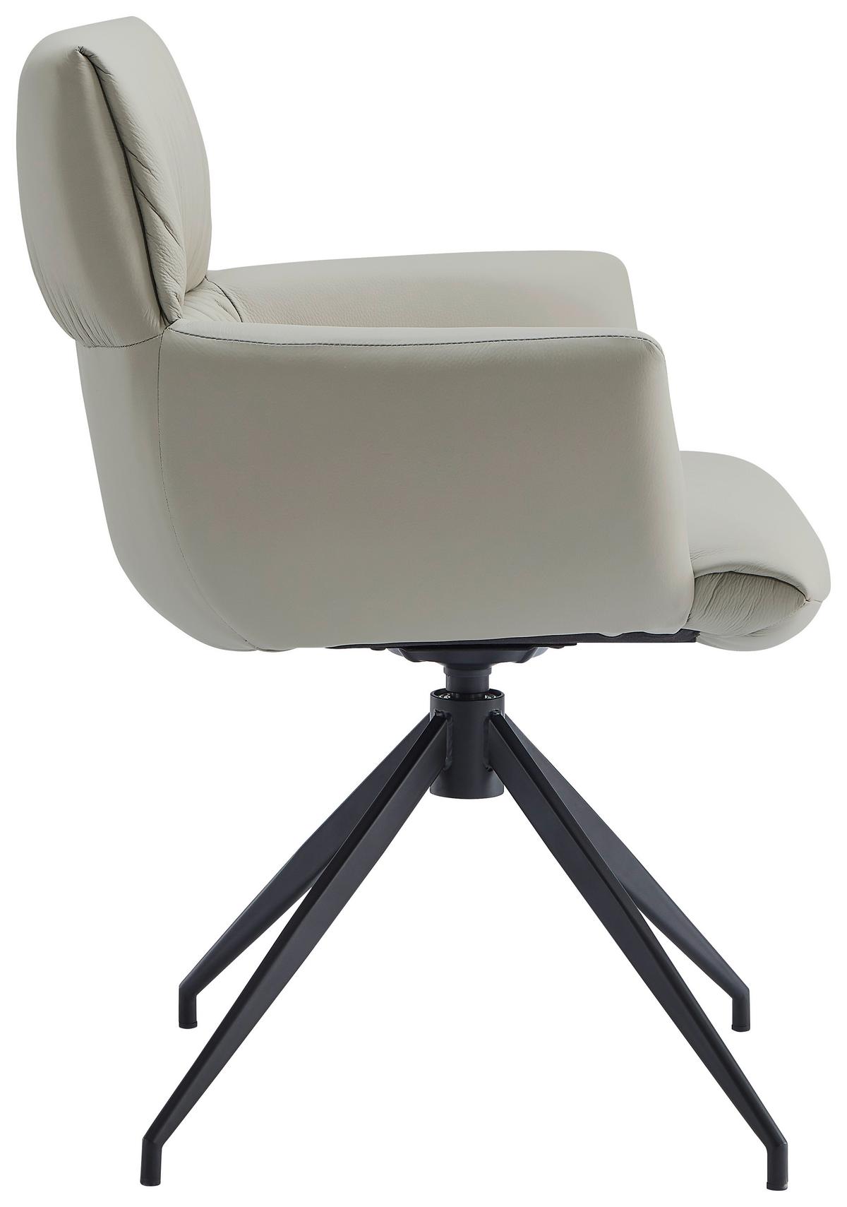 KRZESŁO Z PODŁOKIETNIKAMI PARIS -EXKLUSIV- - czarny/cappuccino, Design, skóra/metal (64/86/63cm) - Dieter Knoll